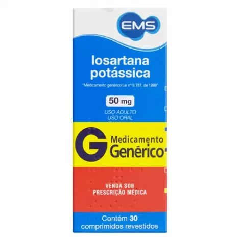 Losartana Potássica 50mg Genérico EMS 30 Comprimidos
